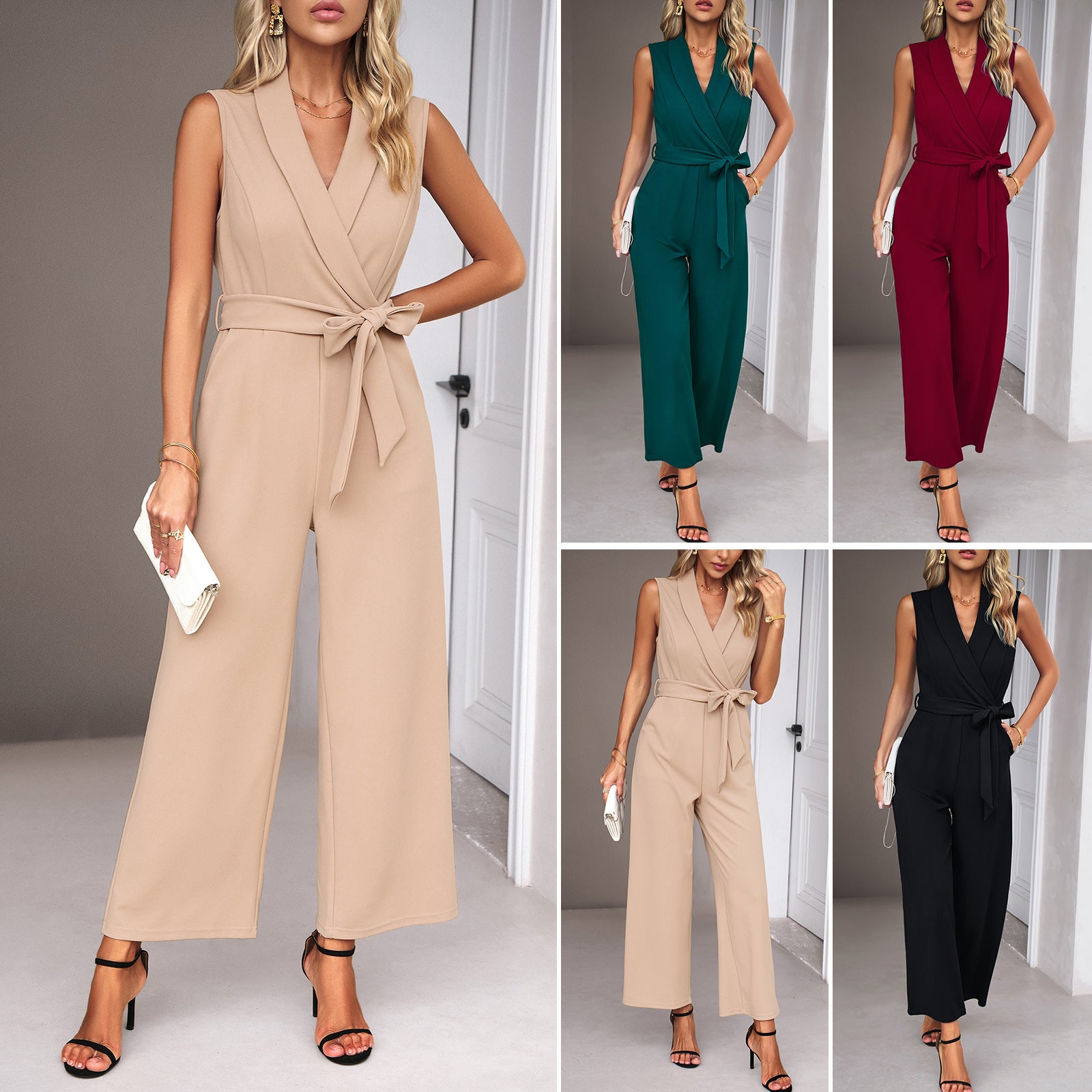 Eleganter Freizeit-Jumpsuit für Damen – Ärmellos & High-Waist